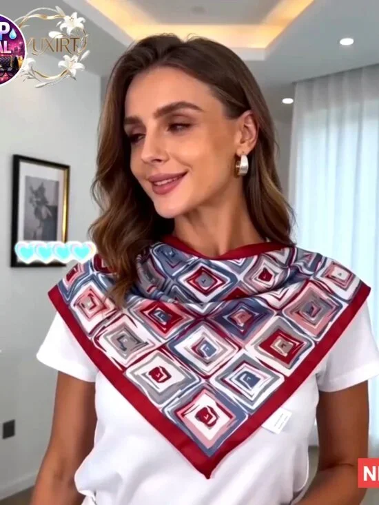 Polyester Satin Triangle Shawl Scarf Belt Lightweight Versatile Accessory - Picture 7 of 7